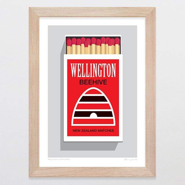 Glenn Jones Art Wellington Matchbox Art Print Art Print A4 Print / Raw Oak Frame