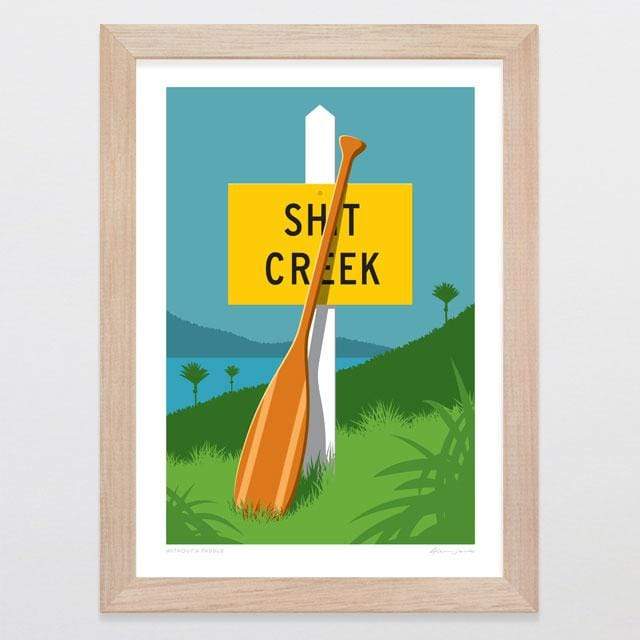 Glenn Jones Art Without A Paddle Art Print Art Print A4 Print / Raw Oak Frame