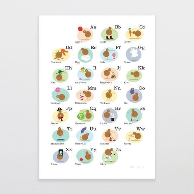 Alphabet Kiwis Art Print-Glenn Jones Art