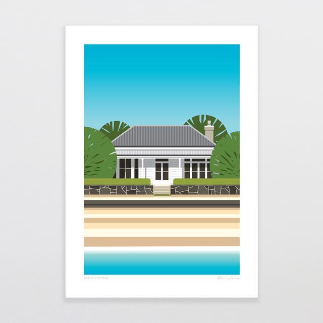 Beach Cottage Art Print-Glenn Jones Art