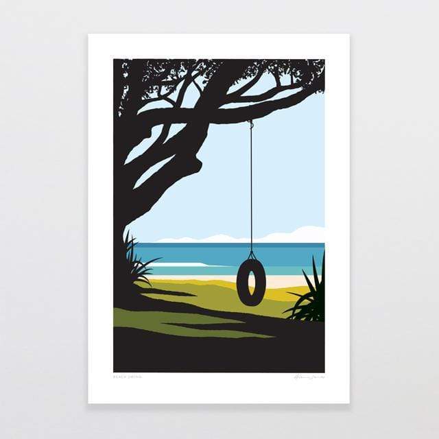 Glenn Jones Art Beach Swing Art Print Art Print A4 Print / Unframed