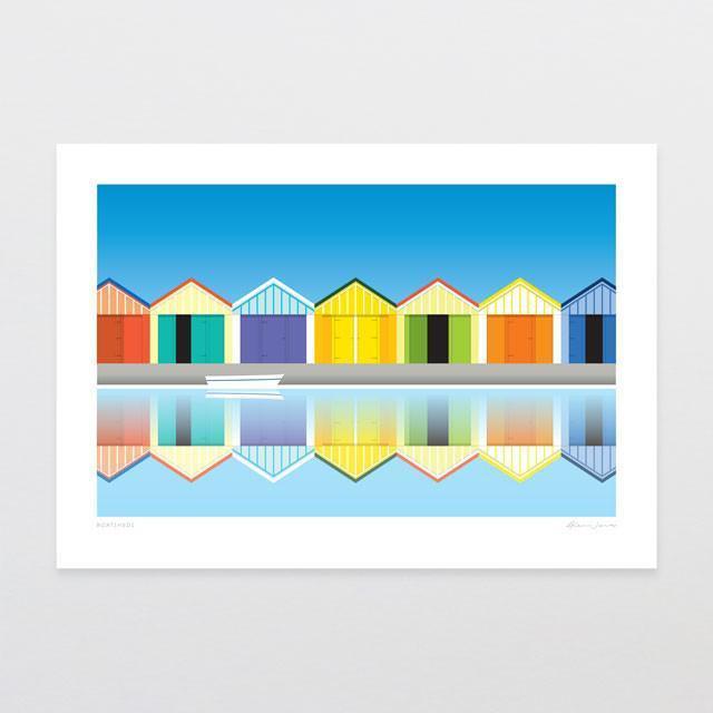 Boatsheds Art Print-Glenn Jones Art