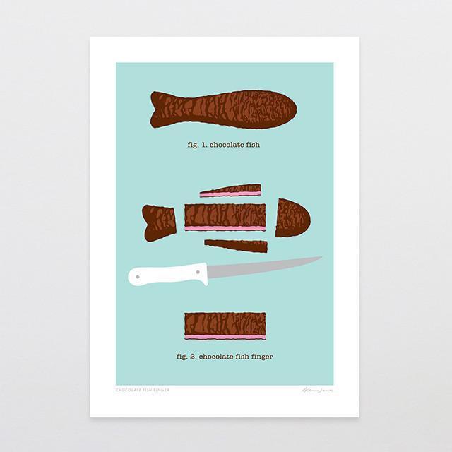 Chocolate Fish Finger Art Print-Glenn Jones Art