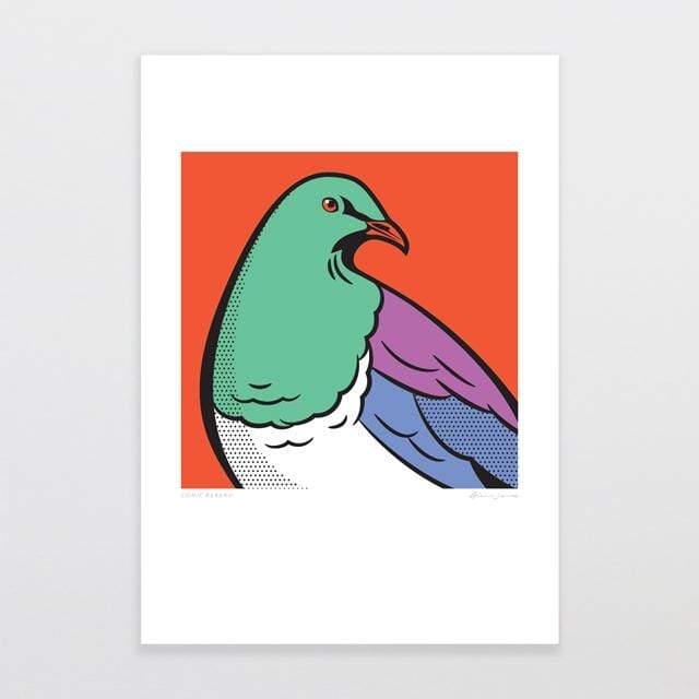 Glenn Jones Art Comic Kereru Art Print Art Print A4 Print / Unframed