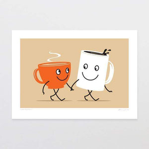Glenn Jones Art Food Friends 7 - Tea & Coffee Art Print Art Print A4 Print / Unframed