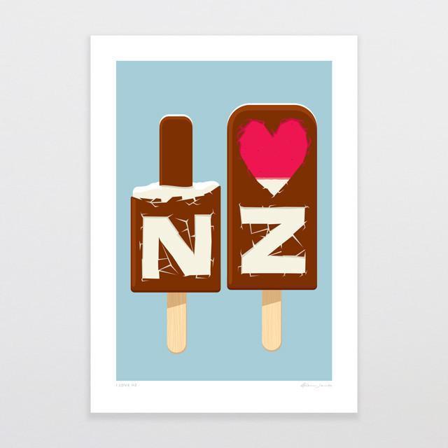 I Love NZ Art Print-Glenn Jones Art