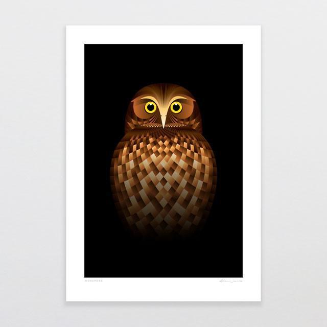 Morepork Art Print-Glenn Jones Art