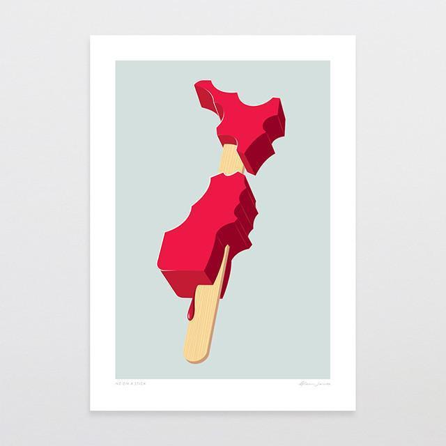 NZ On A Stick Art Print-Glenn Jones Art