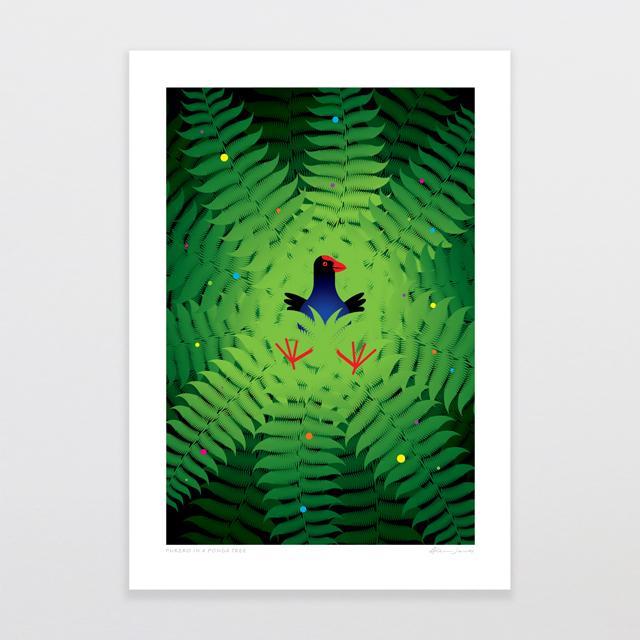 Pukeko In A Ponga Art Print-Glenn Jones Art