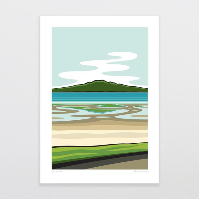 Glenn Jones Art Rangitoto Art Print Art Print A4 Print / Unframed