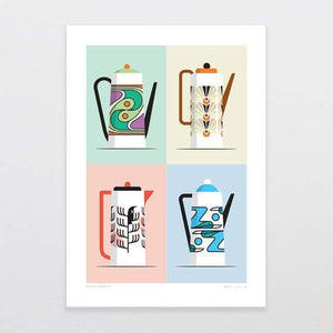 Glenn Jones Art Retro Teapots Art Print Art Print A4 Print / Unframed