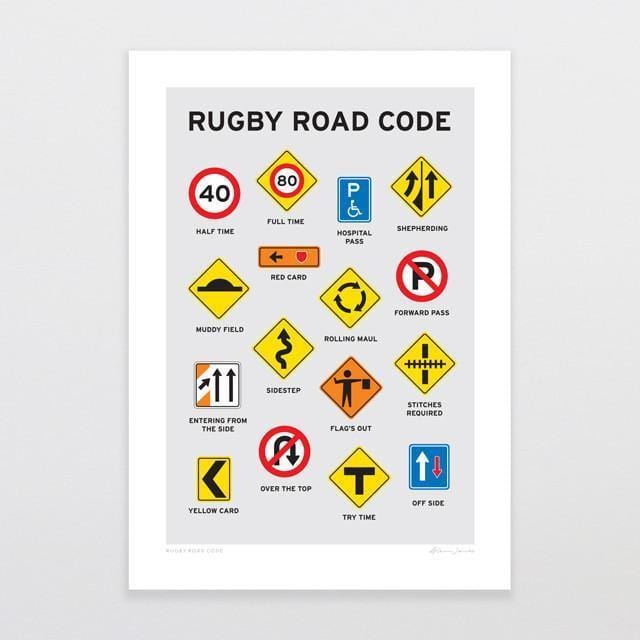 Rugby Road Code Art Print-Glenn Jones Art