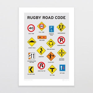Rugby Road Code Art Print-Glenn Jones Art