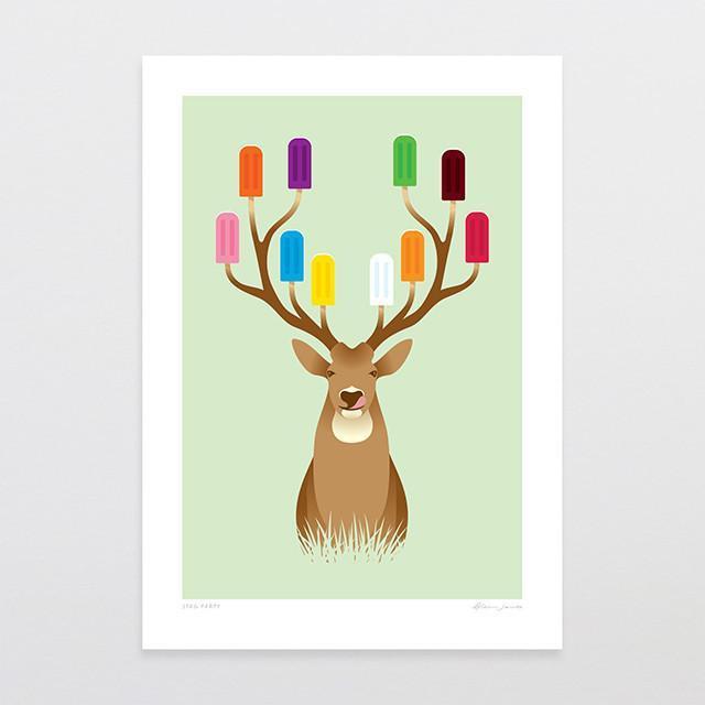 Stag Party Art Print-Glenn Jones Art