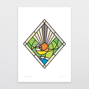Stained Glass Fantail Art Print-Glenn Jones Art