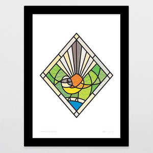 Stained Glass Fantail Art Print-Glenn Jones Art