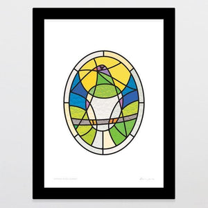 Stained Glass Kereru Art Print-Glenn Jones Art