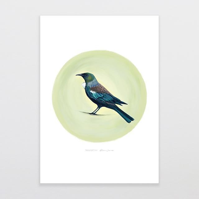 Treetop Tui Art Print-Glenn Jones Art