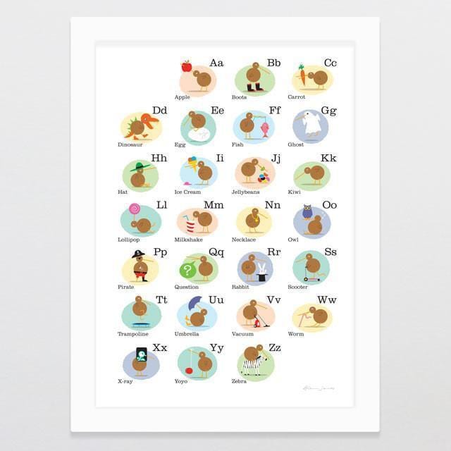 Alphabet Kiwis Art Print-Glenn Jones Art