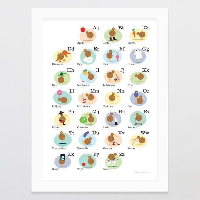 Alphabet Kiwis Art Print-Glenn Jones Art