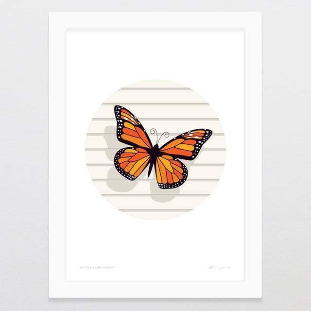 Glenn Jones Art Butterfly Bungalow Art Print Art Print A4 Print / White Frame