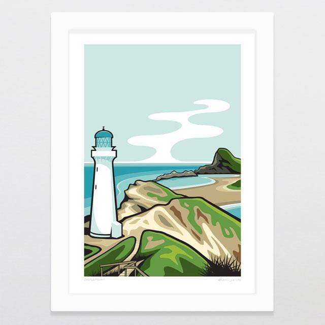 Glenn Jones Art Castlepoint Art Print Art Print A4 Print / White Frame