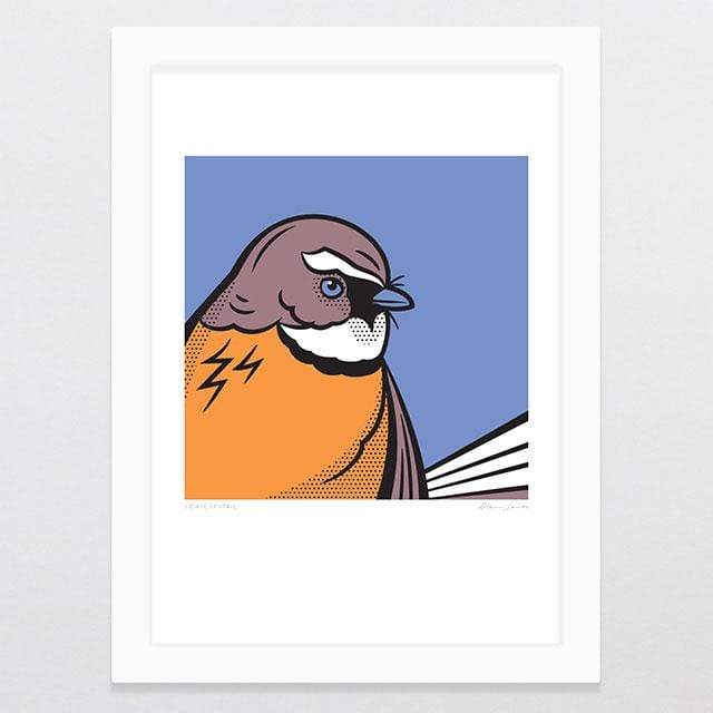 Glenn Jones Art Comic Fantail Art Print Art Print A4 Print / White Frame