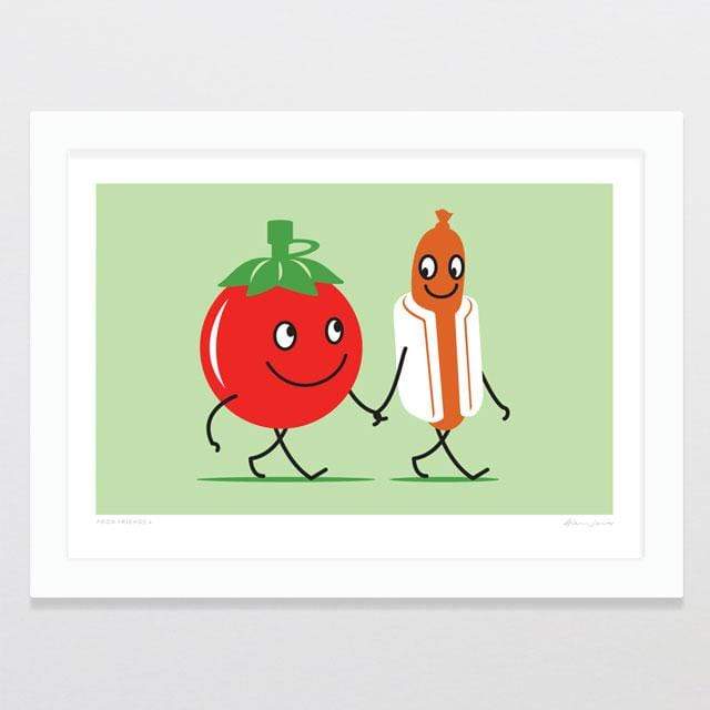 Glenn Jones Art Food Friends 2 Art Print Art Print A4 Print / White Frame