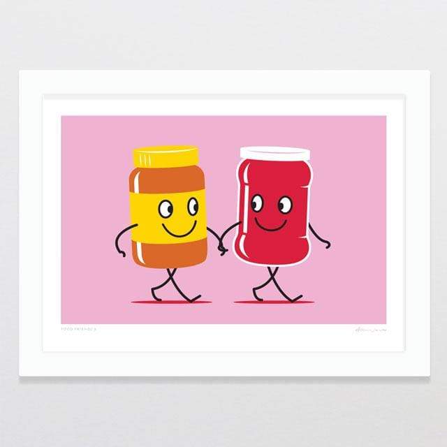 Glenn Jones Art Food Friends 9 - Peanut Butter & Jam Art Print Art Print A4 Print / White Frame