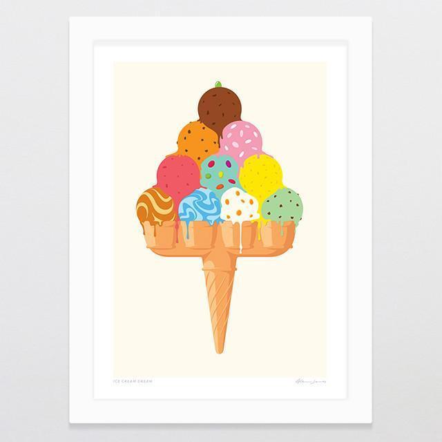 Glenn Jones Art Ice Cream Dream Art Print Art Print A4 Print / White Frame