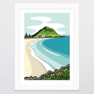 Glenn Jones Art Mount Maunganui Art Print Art Print A4 Print / White Frame