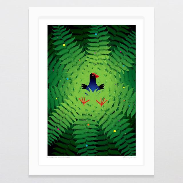 Pukeko In A Ponga Art Print-Glenn Jones Art