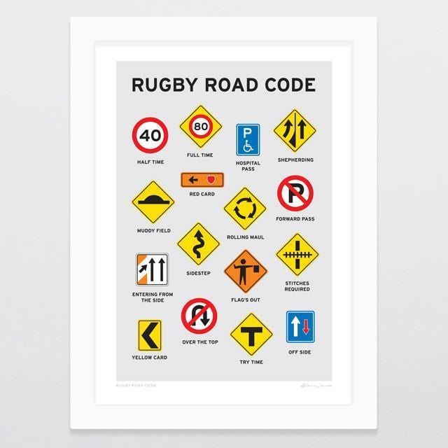 Rugby Road Code Art Print-Glenn Jones Art