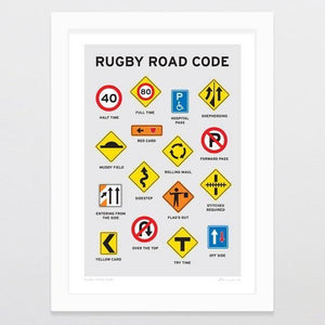 Rugby Road Code Art Print-Glenn Jones Art