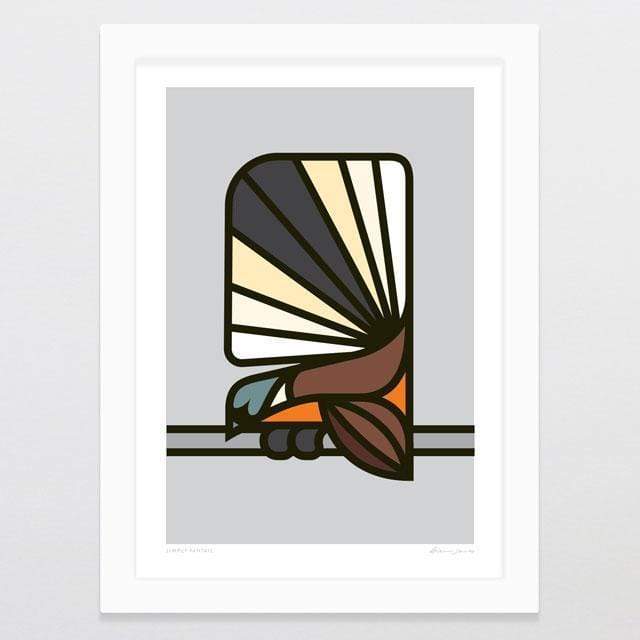 Glenn Jones Art Simply Fantail Art Print Art Print A4 Print / White Frame