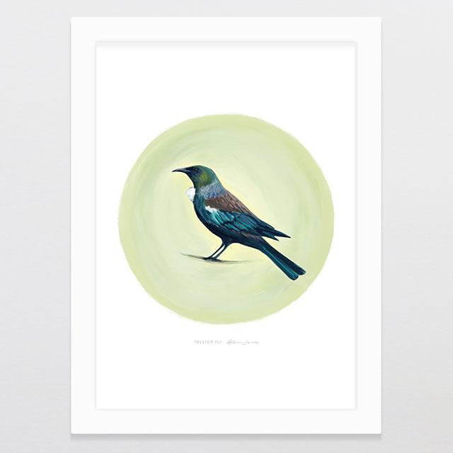 Treetop Tui Art Print-Glenn Jones Art