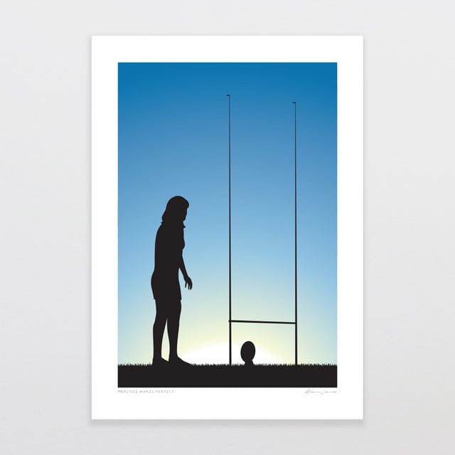 Glenn Jones Art Practice Makes Perfect - Rugby Girl Art Print Art Print A4 / Unframed