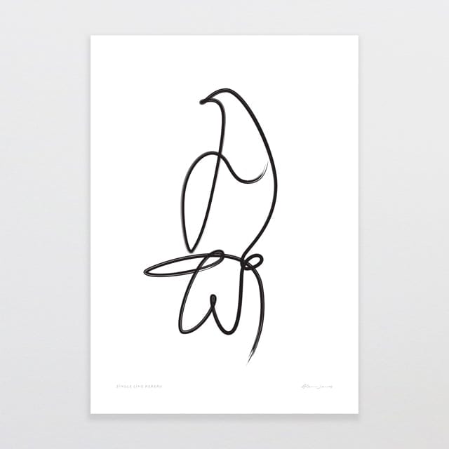 Glenn Jones Art Single Line Kereru Art Print Art Print A4 / Unframed