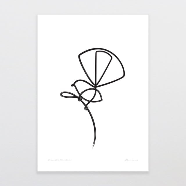 Glenn Jones Art Single Line Piwakawaka Art Print Art Print A4 / Unframed