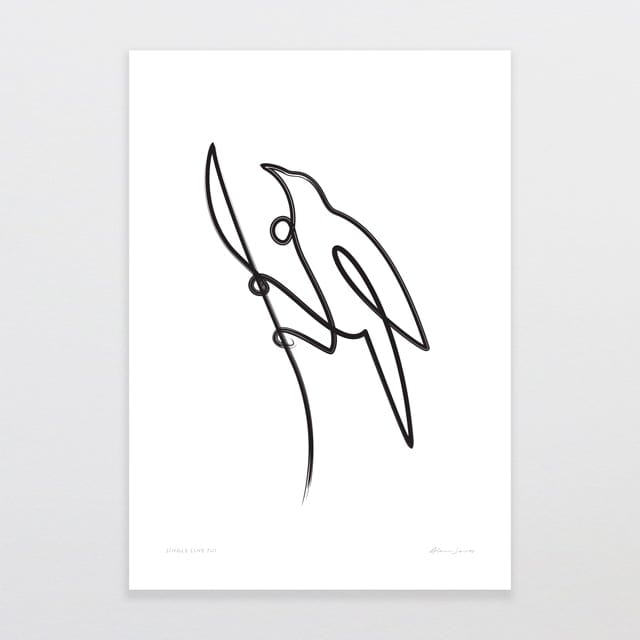 Glenn Jones Art Single Line Tui Art Print Art Print A4 / Unframed