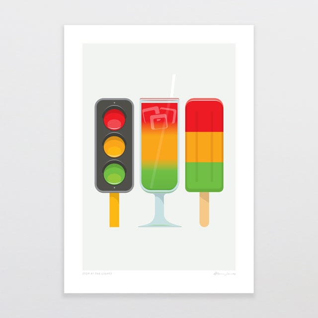 Glenn Jones Art Stop At The Lights Art Print Art Print A4 / Unframed