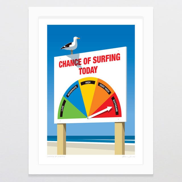 Glenn Jones Art Chance Of Surfing Art Print Art Print A4 / White