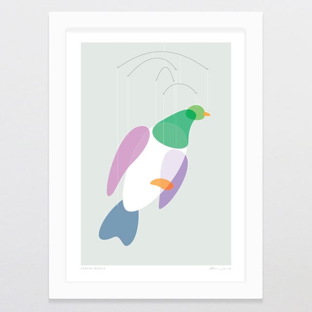 Glenn Jones Art Kereru Mobile Art Print Art Print A4 / White