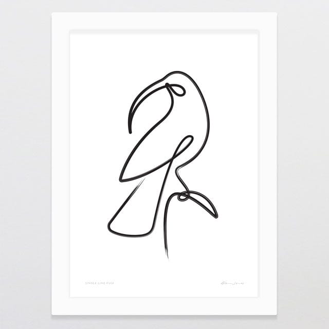 Glenn Jones Art Single Line Huia Art Print Art Print A4 / White