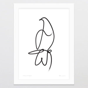 Glenn Jones Art Single Line Kereru Art Print Art Print A4 / White