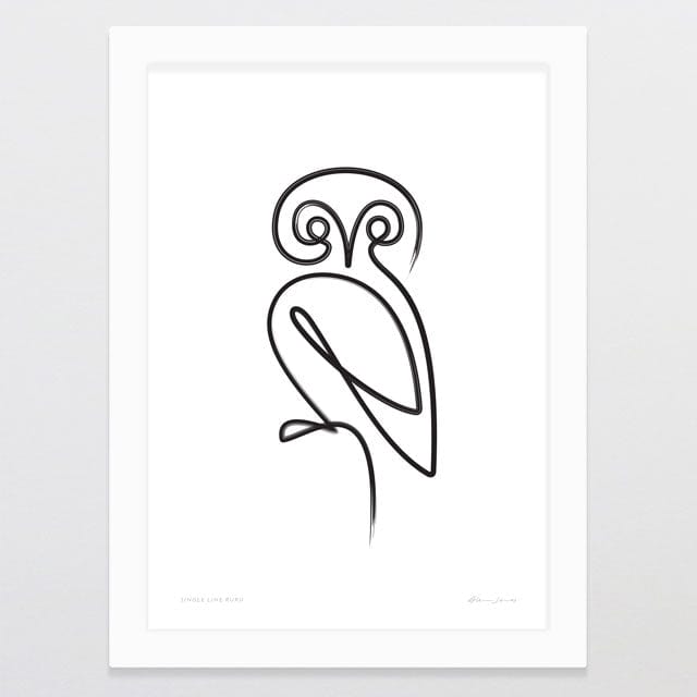 Glenn Jones Art Single Line Ruru Art Print Art Print A4 / White