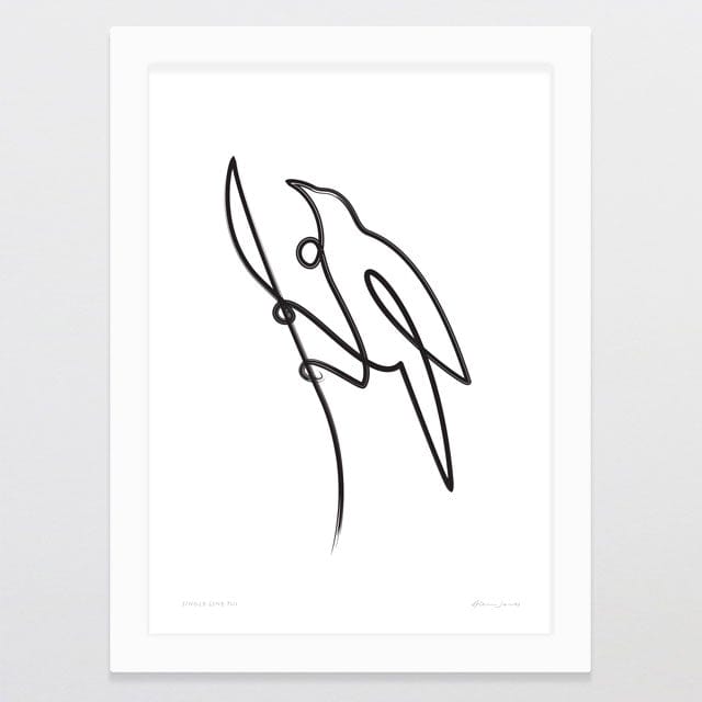 Glenn Jones Art Single Line Tui Art Print Art Print A4 / White