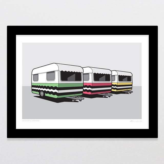 Glenn Jones Art Colourful Campers Art Print Art Print