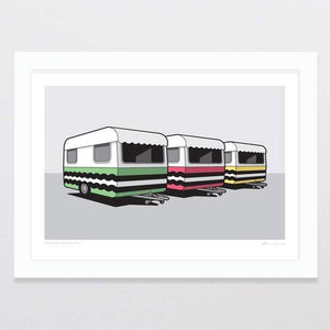 Glenn Jones Art Colourful Campers Art Print Art Print