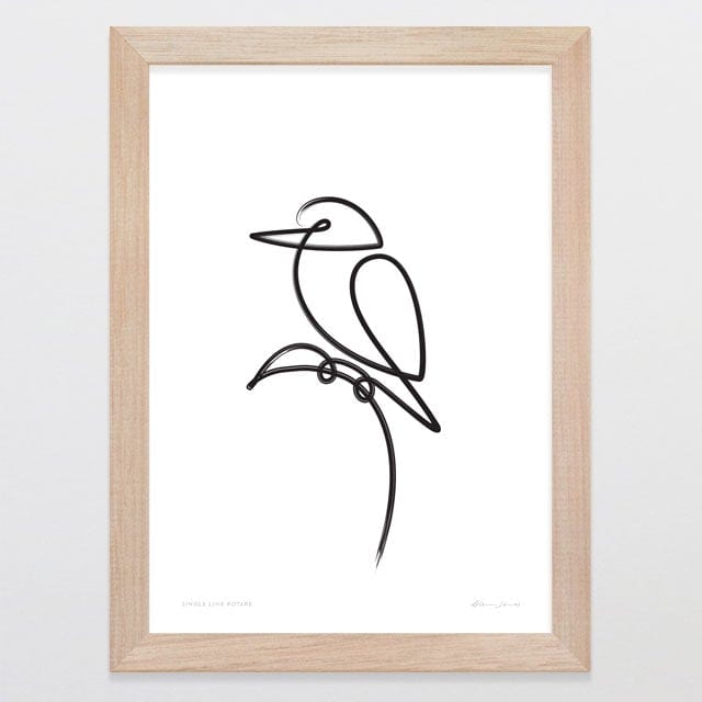 Glenn Jones Art Copy of Single Line Kotare Art Print Art Print